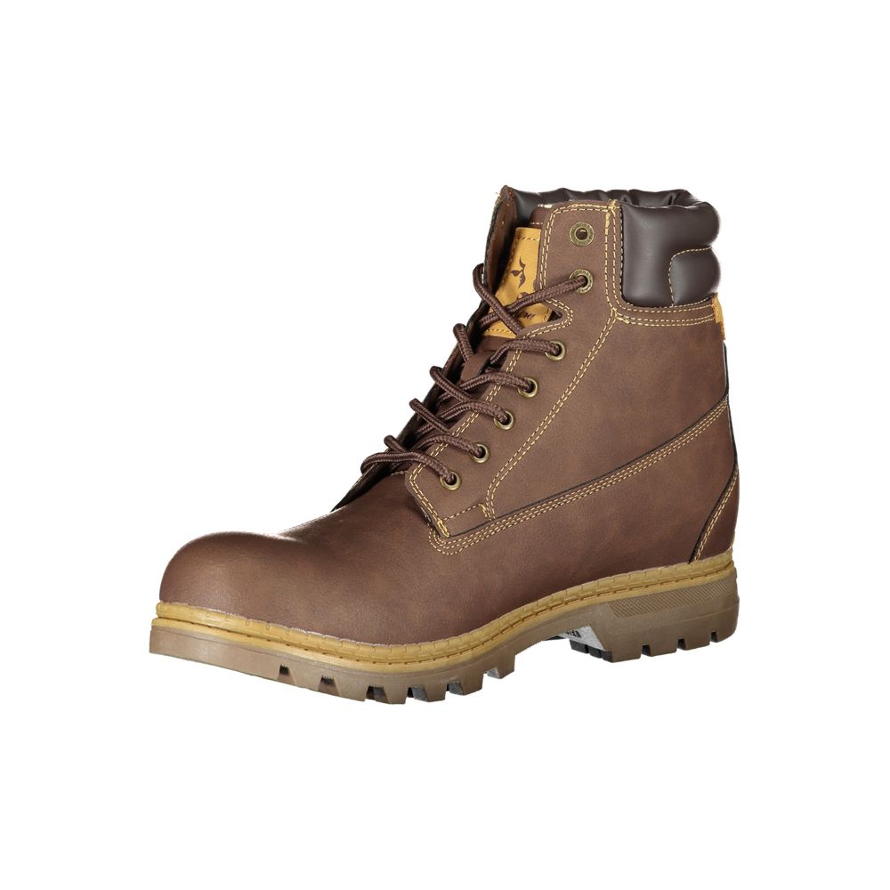 Carrera Elegant Brown Lace-Up Boots with Contrast Detail Carrera