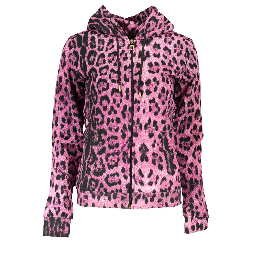 Cavalli Class Chic Pink Hooded Sweatshirt with Contrast Detailing Cavalli Class