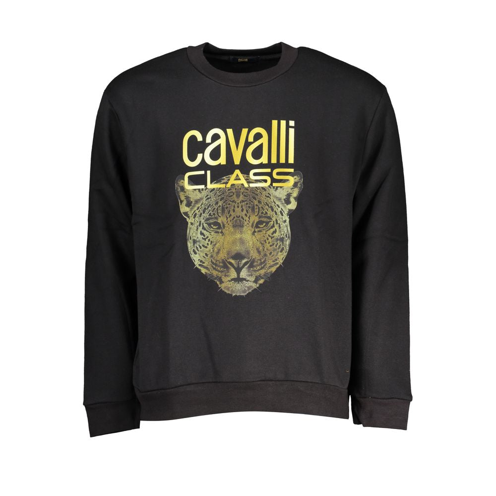 Cavalli Class Chic Fleece Crew Neck Sweatshirt in Black Cavalli Class