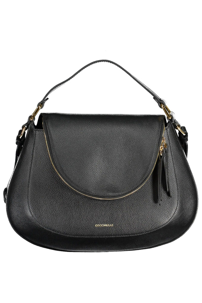 Coccinelle Elegant Black Leather Handbag with Versatile Strap Coccinelle