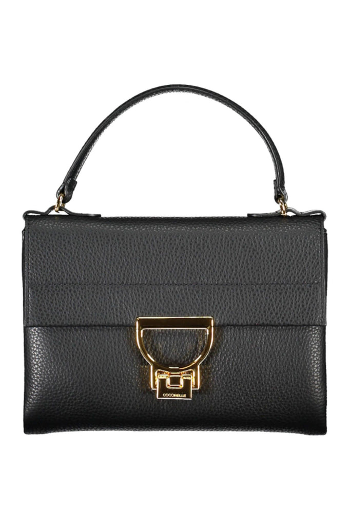 Coccinelle Chic Black Leather Handbag with Twist Lock Coccinelle