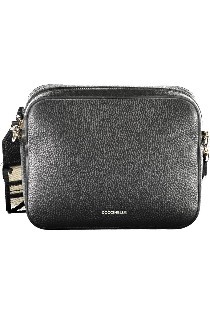 Coccinelle Elegant Black Leather Shoulder Bag with Contrasting Details Coccinelle