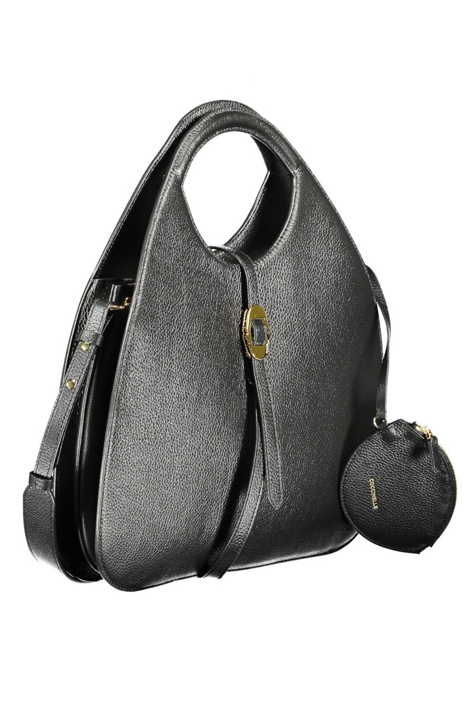 Coccinelle Elegant Black Leather Handbag with Removable Strap Coccinelle