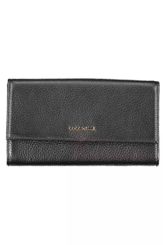 Coccinelle Elegant Dual-Part Leather Wallet in Classic Black Coccinelle