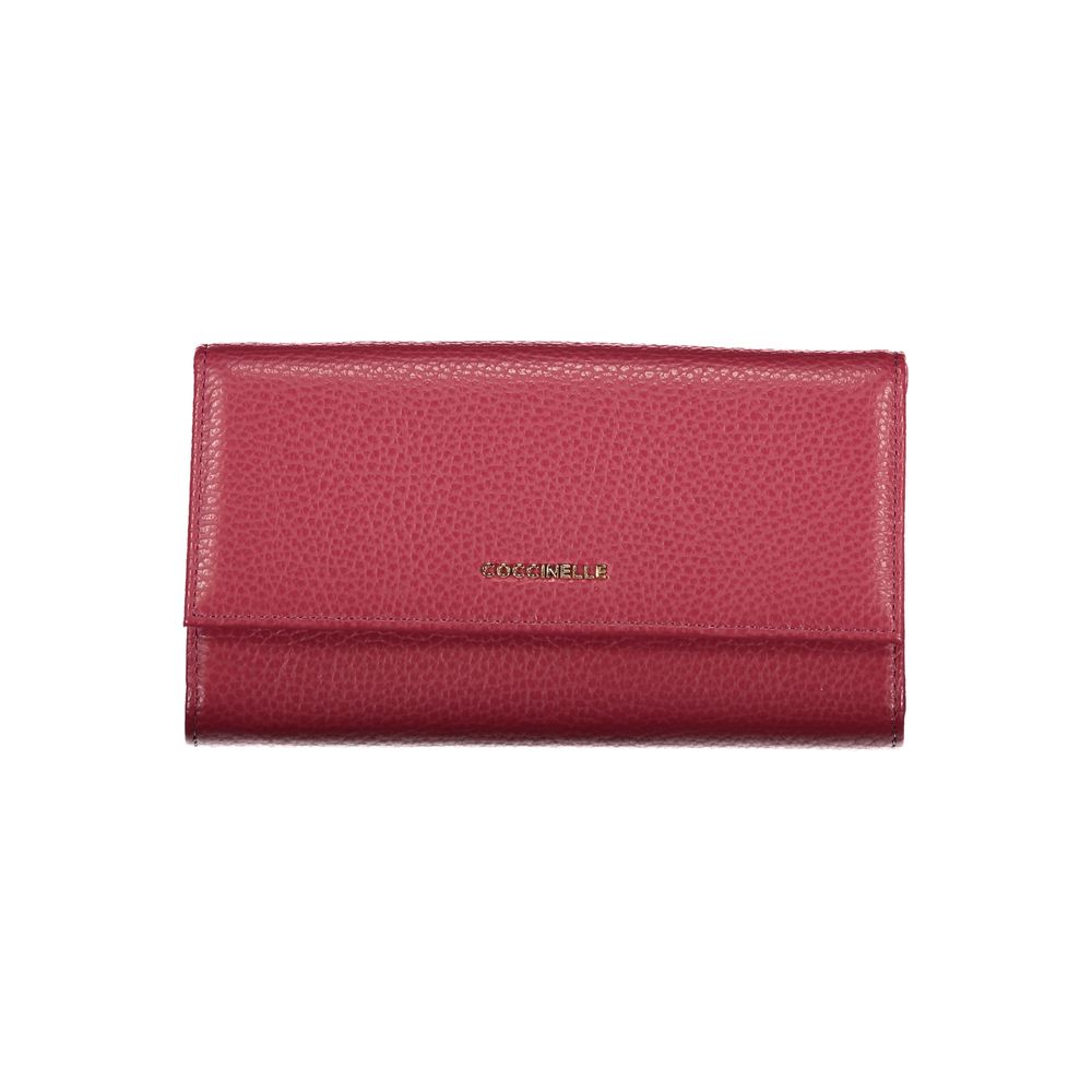 Coccinelle Elegant Dual-Compartment Pink Leather Wallet Coccinelle