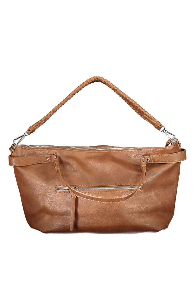 Desigual Chic Brown Polyurethane Handbag with Versatile Straps - Luxe & Glitz