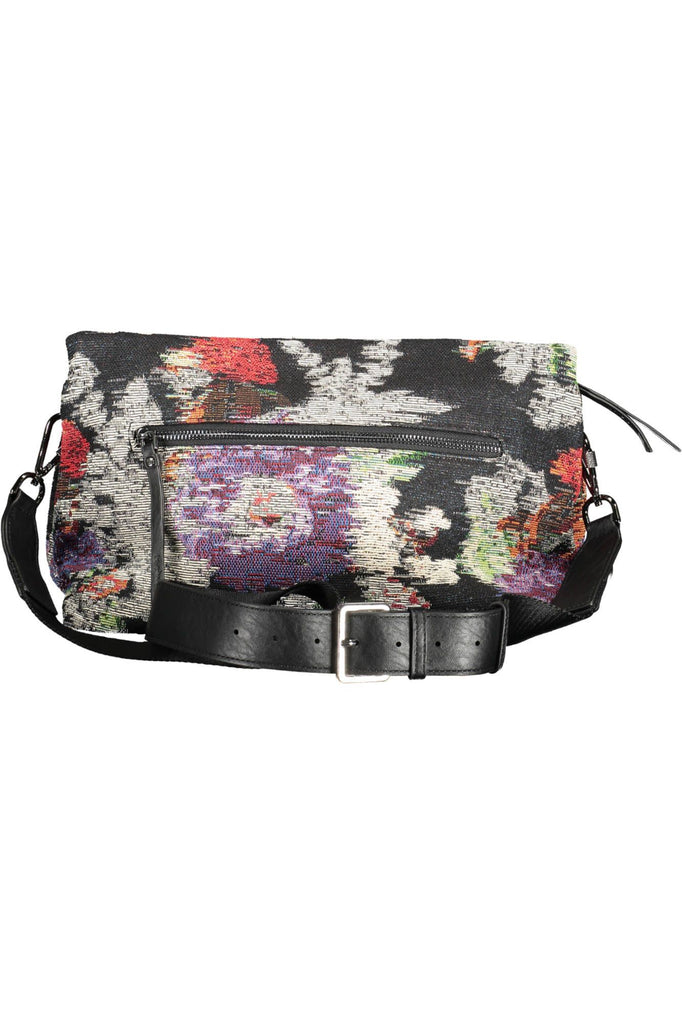 Desigual Chic Black Cotton Handbag with Contrasting Details Desigual
