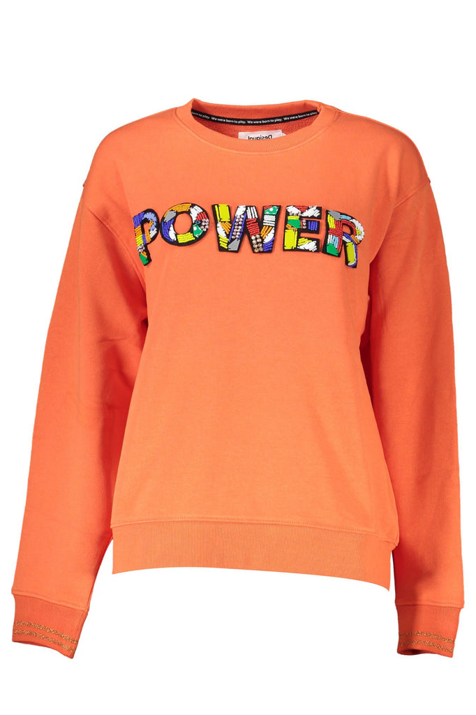 Desigual Vibrant Orange Sweatshirt with Chic Logo Detail Desigual