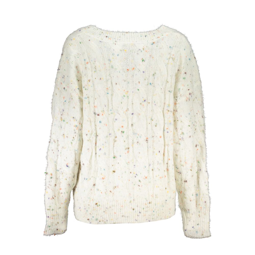 Desigual Chic Contrast V-Neck Sweater with Logo Detail Desigual