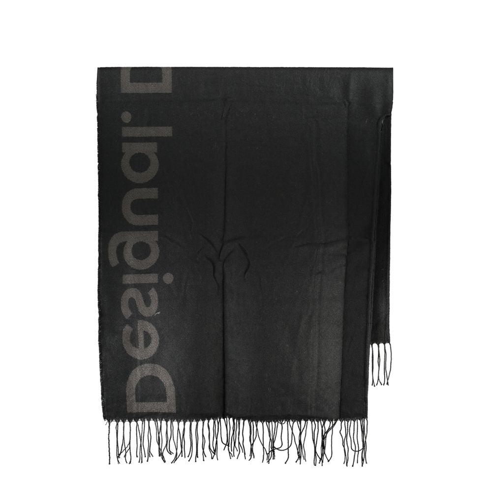 Desigual Chic Contrast Detail Poncho in Timeless Black Desigual