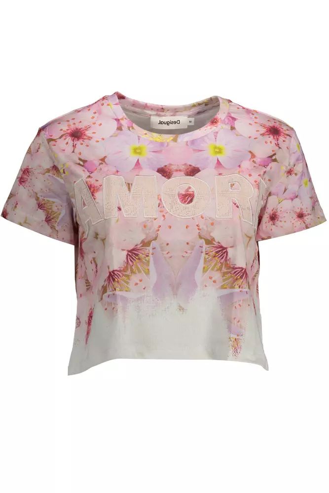 Desigual Pink Cotton Tops & T-Shirt Desigual