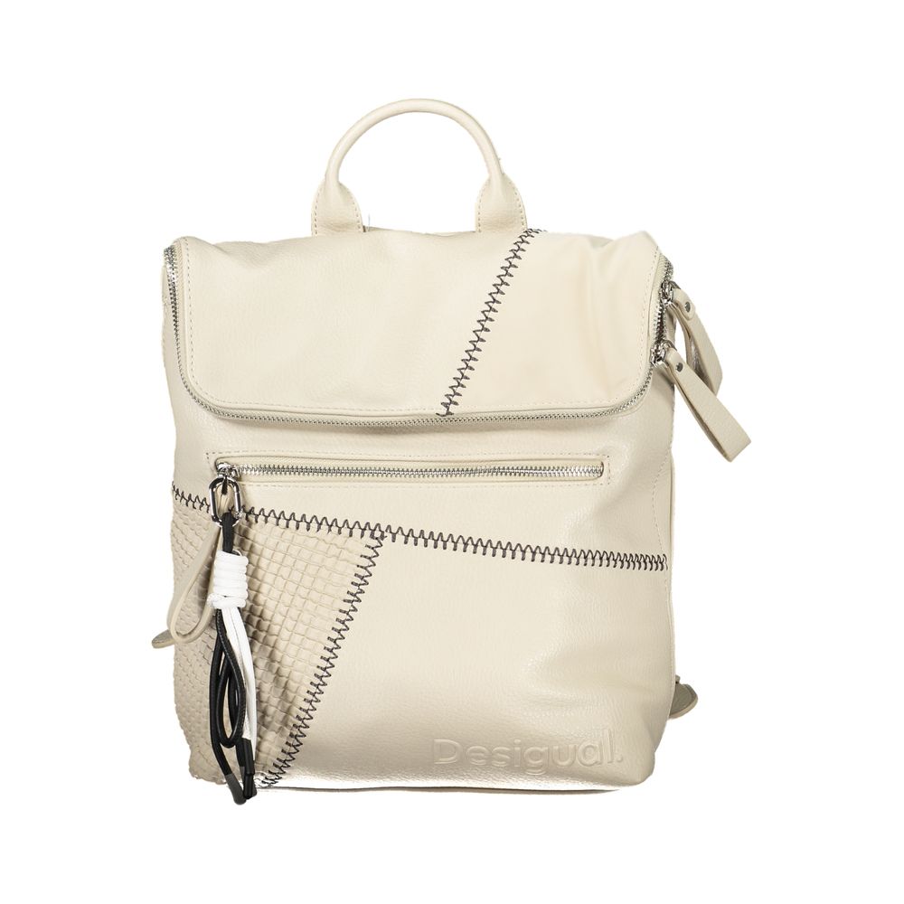 Desigual Beige Chic Backpack with Contrasting Details Desigual