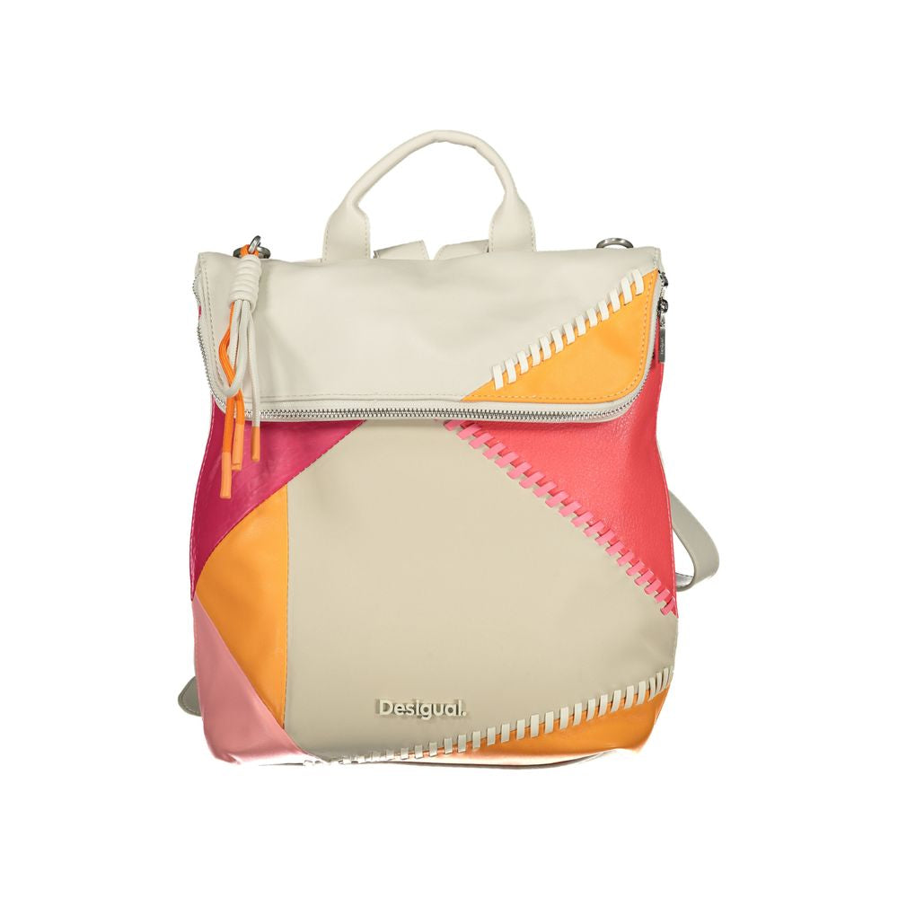 Desigual Chic White Backpack with Contrasting Details Desigual