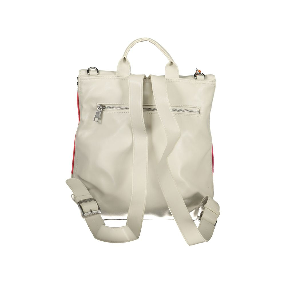 Desigual Chic White Backpack with Contrasting Details Desigual