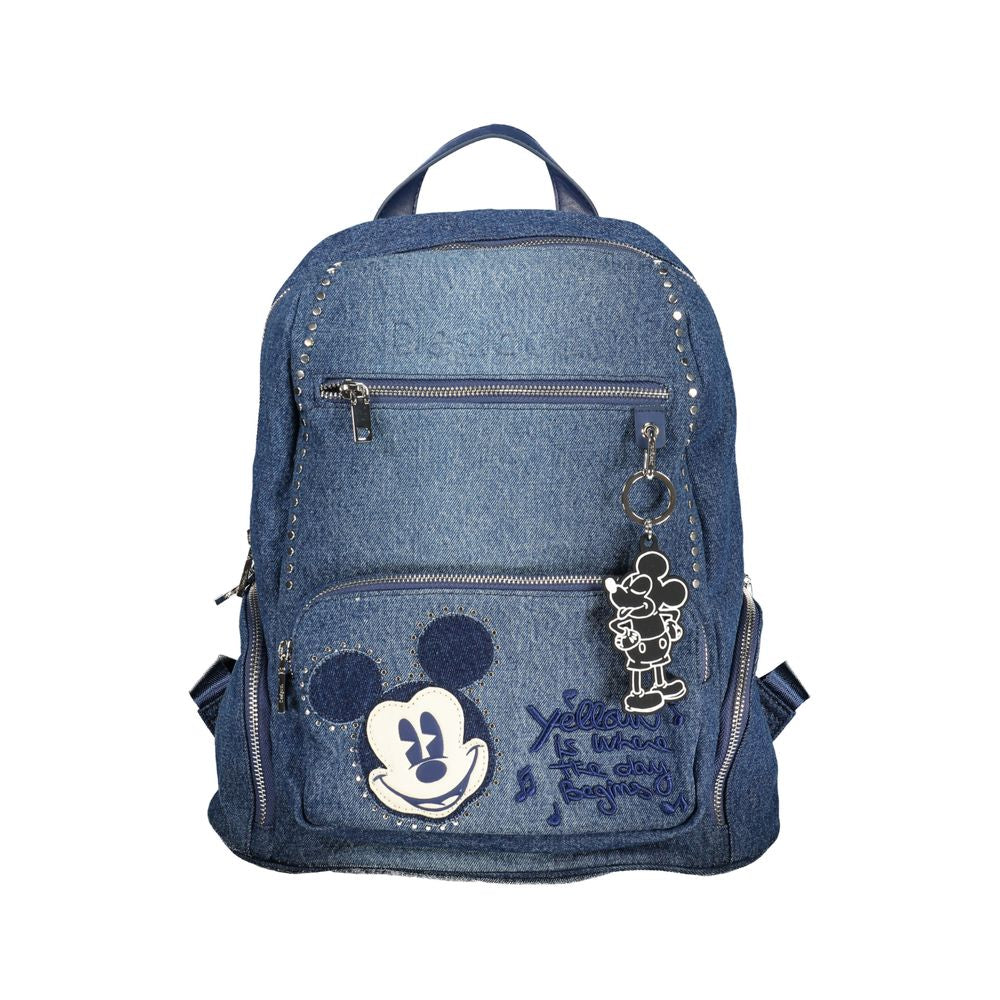Desigual Chic Embroidered Blue Backpack with Contrasting Details Desigual