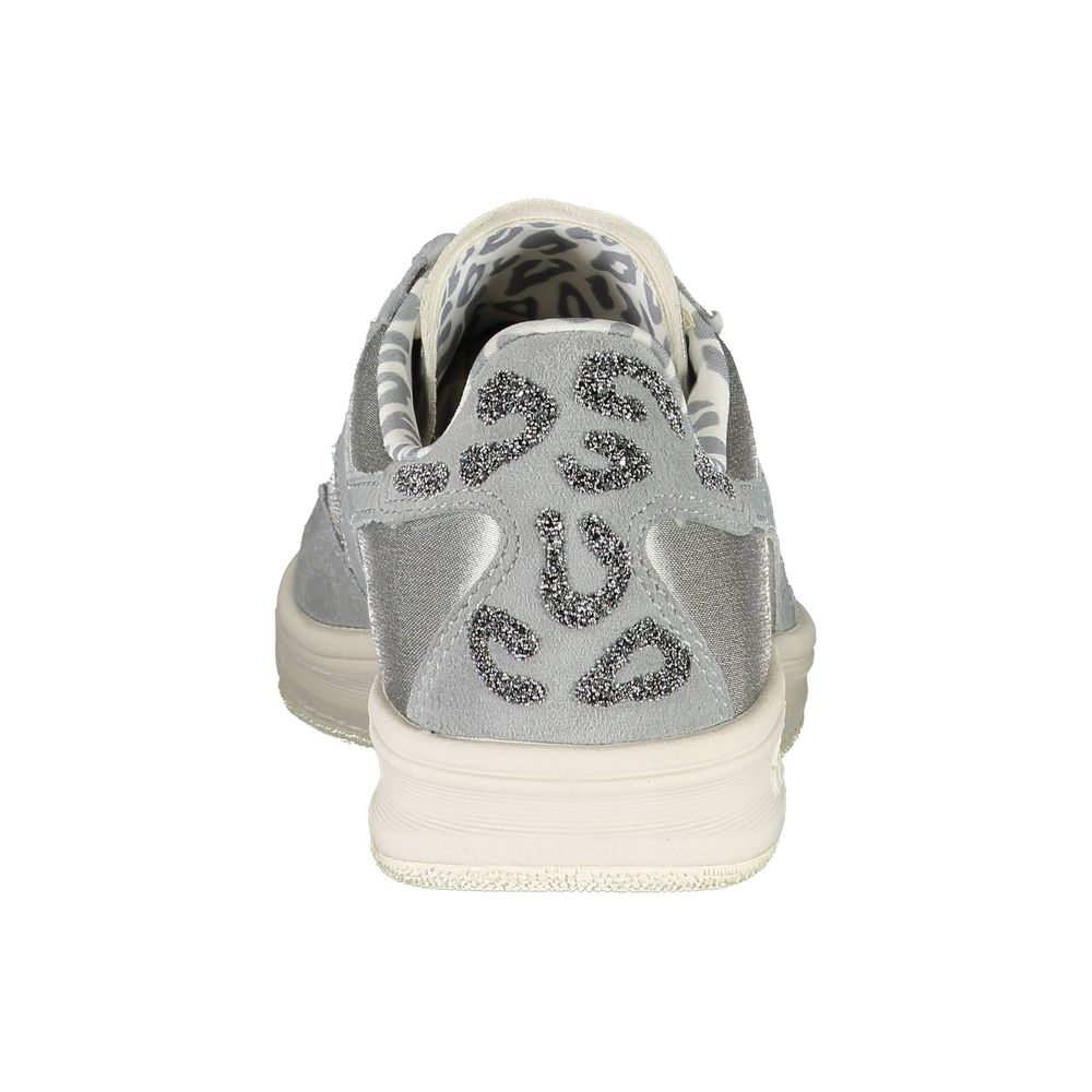 Diadora Sparkling Gray Lace-Up Sneakers with Swarovski Crystals Diadora