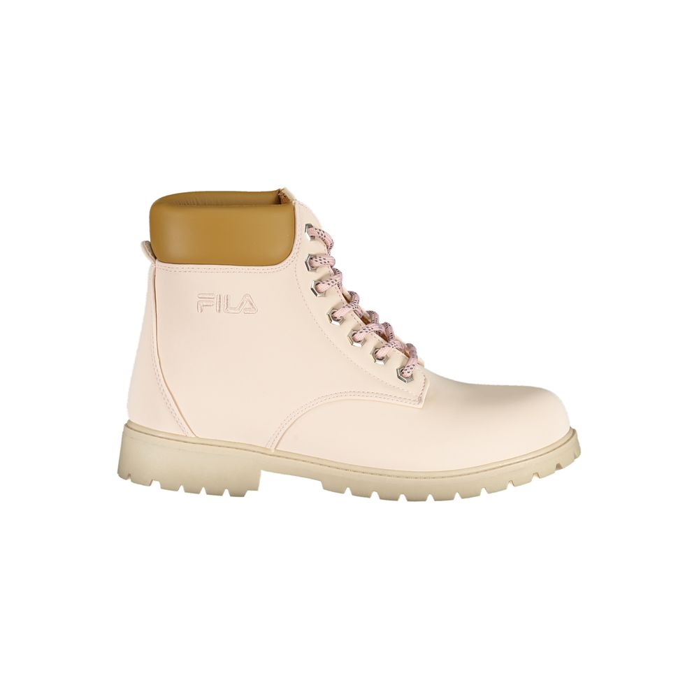 Fila Chic Pink Lace-Up Boots with Embroidery Details Fila