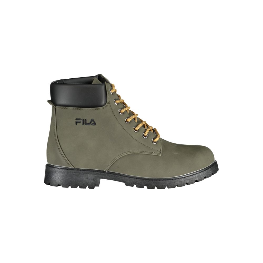 Fila Chic Green Laced Boots with Contrast Embroidery Fila