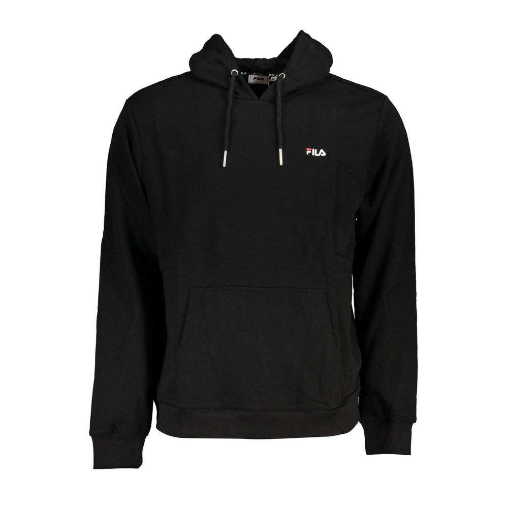 Fila Sleek Black Hooded Sweatshirt with Embroidery Fila