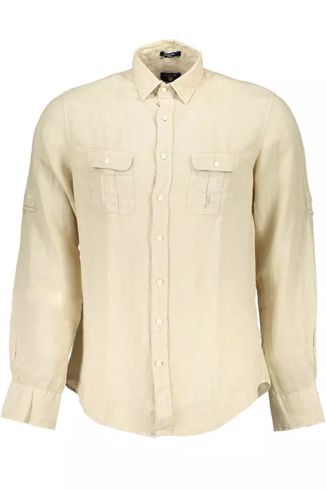 Gant Beige Linen Double Pocket Shirt Gant