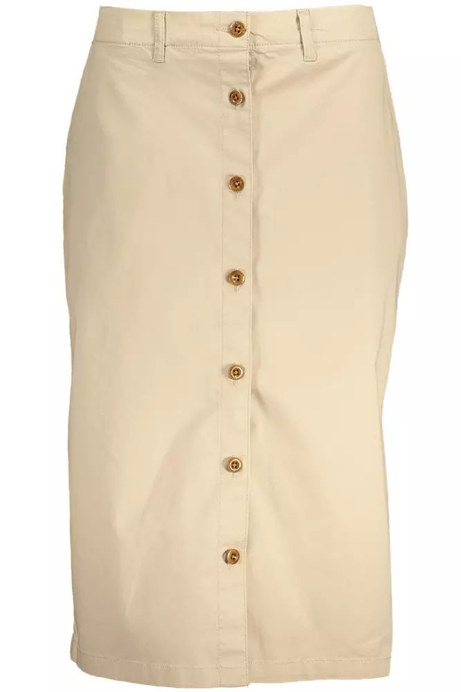 Gant Chic Beige Longuette Skirt with Classic Button Detail Gant