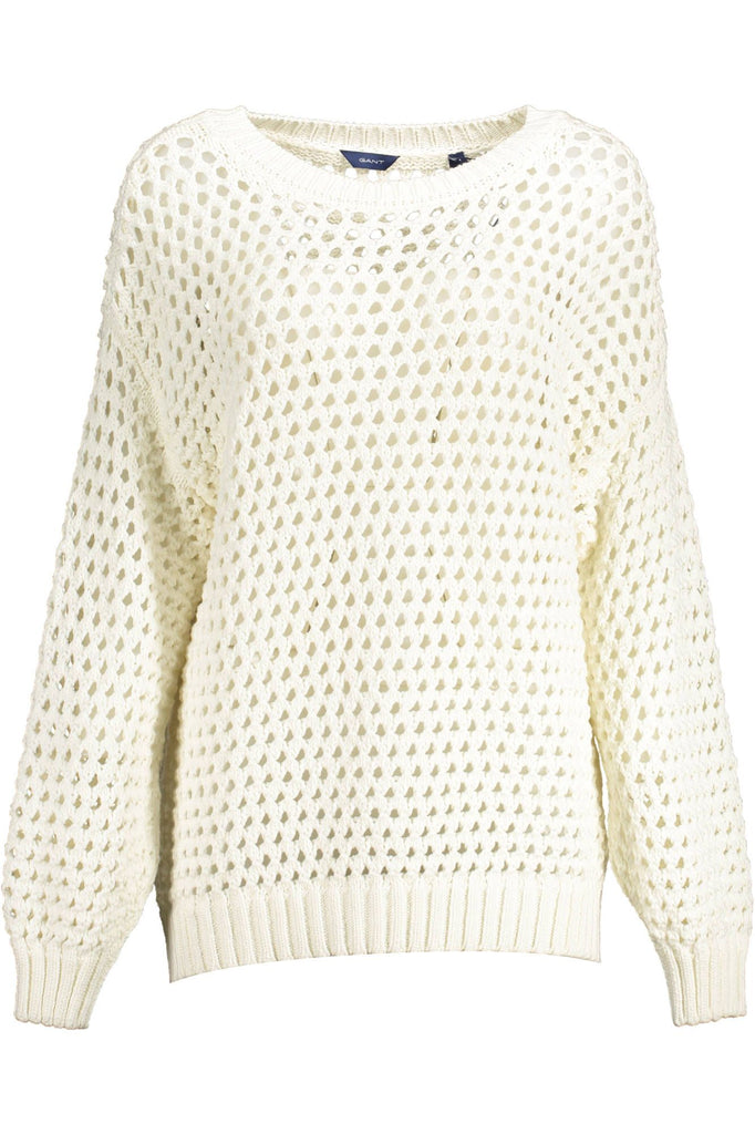 Gant Elegant White Perforated Crewneck Sweater Gant