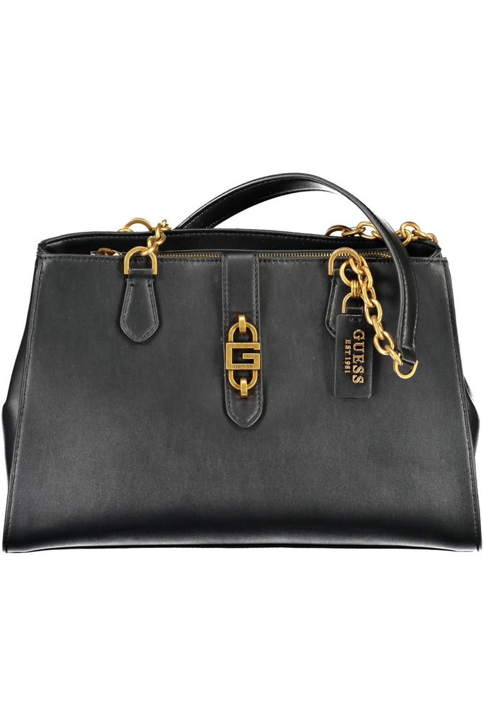 Guess Jeans Chic Black Polyurethane Satchel with Contrasting Details Guess Jeans