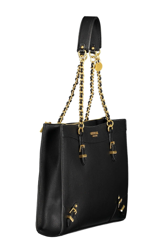 Guess Jeans Chic Black Chain-Strap Shoulder Bag Guess Jeans