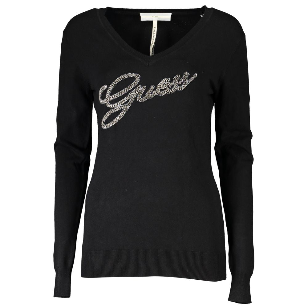 Guess Jeans Elegant V-Neck Rhinestone Sweater Guess Jeans