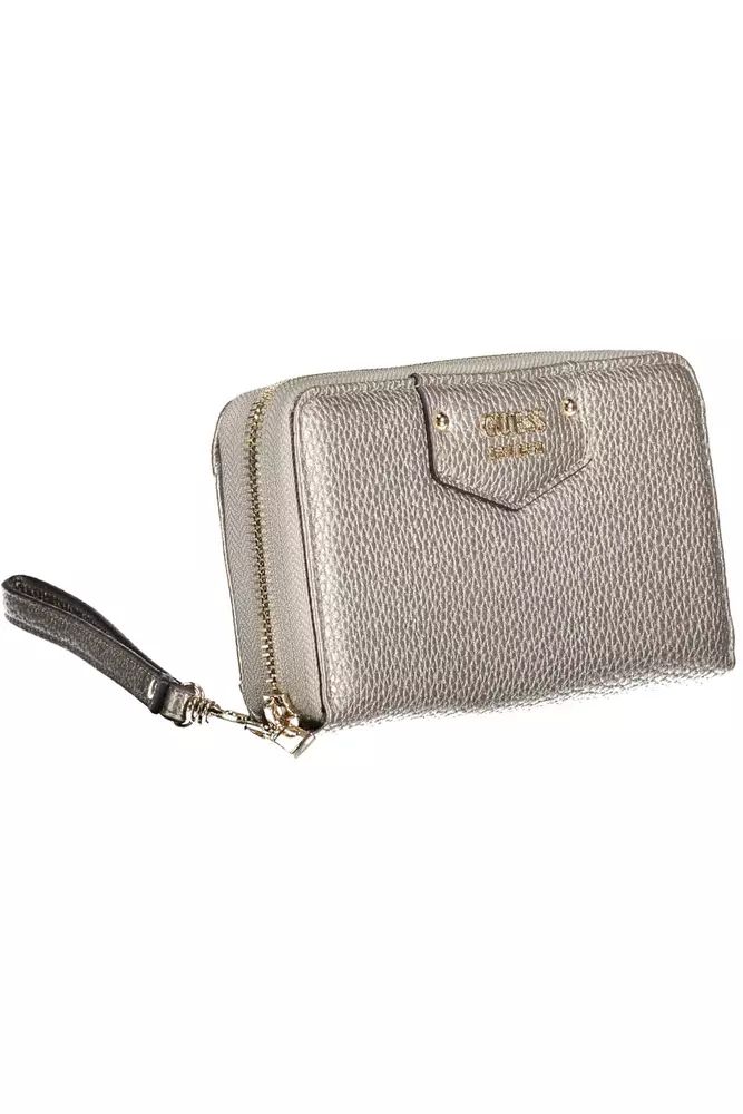 Guess Jeans Stylish Silver Zip Wallet with Coin Purse Guess Jeans