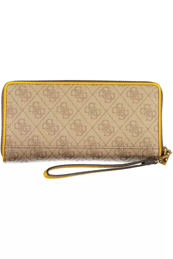 Guess Jeans Beige Zip-Around Wallet with Contrast Details Guess Jeans