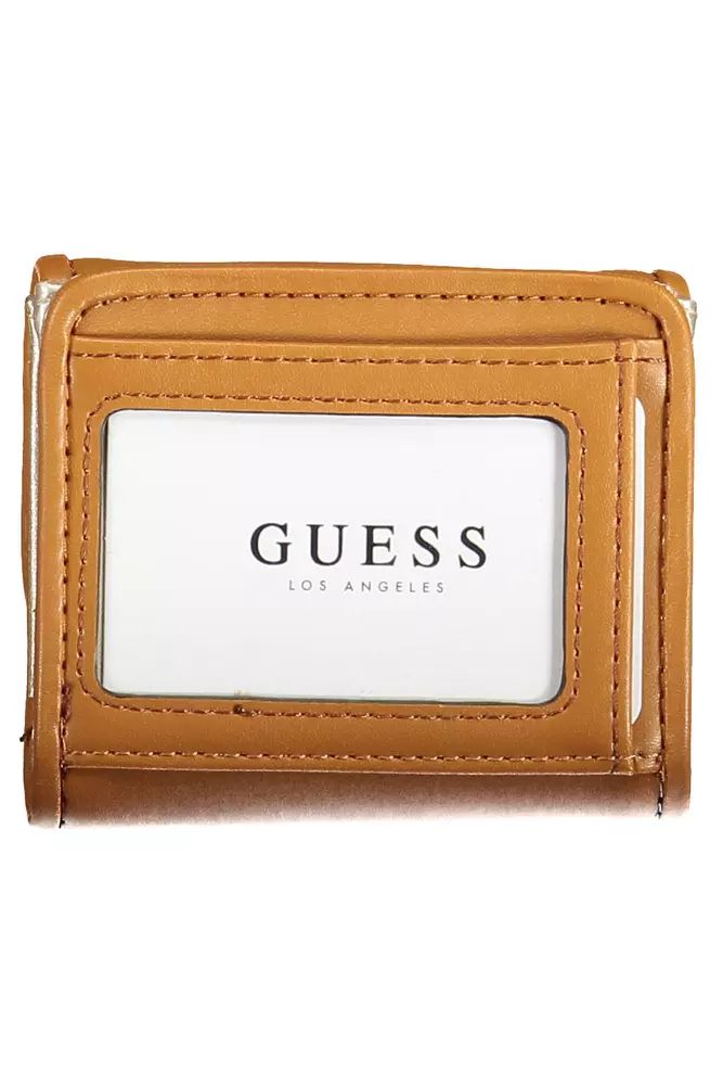 Guess Jeans Chic Brown Snap Wallet with Contrast Detailing Guess Jeans