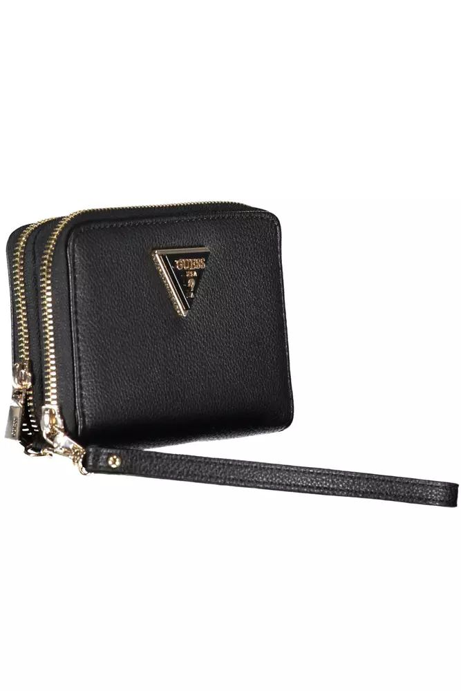 Guess Jeans Elegant Black Double Wallet with Zip Closure Guess Jeans
