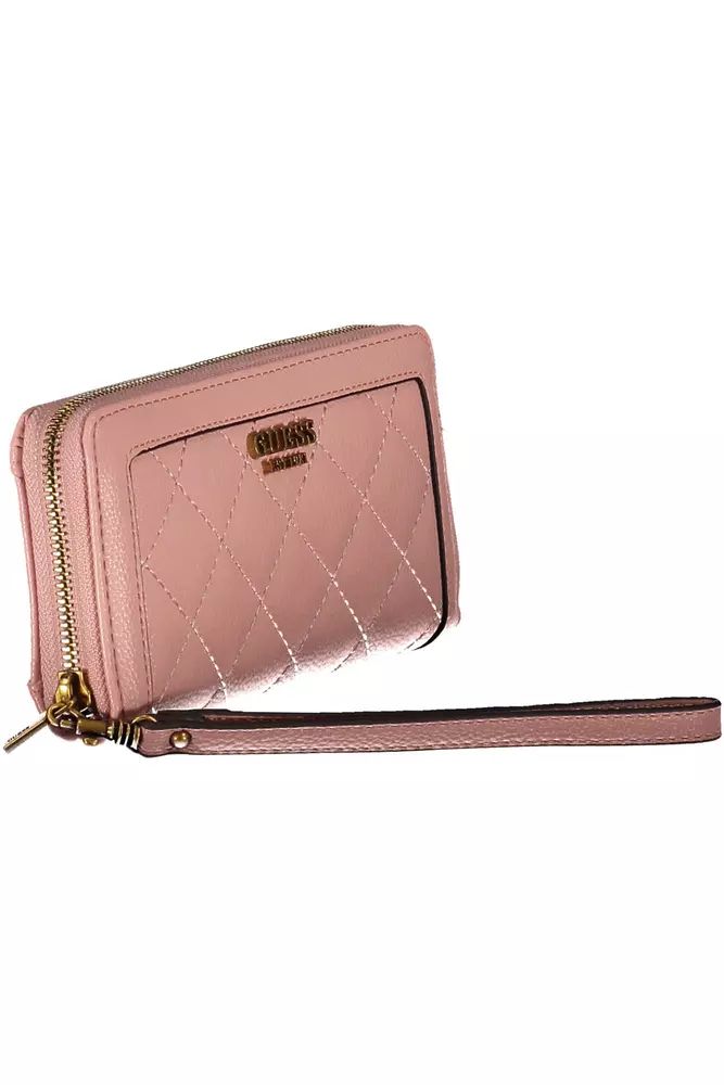 Guess Jeans Chic Pink Wallet with Contrast Zip & Logo Guess Jeans