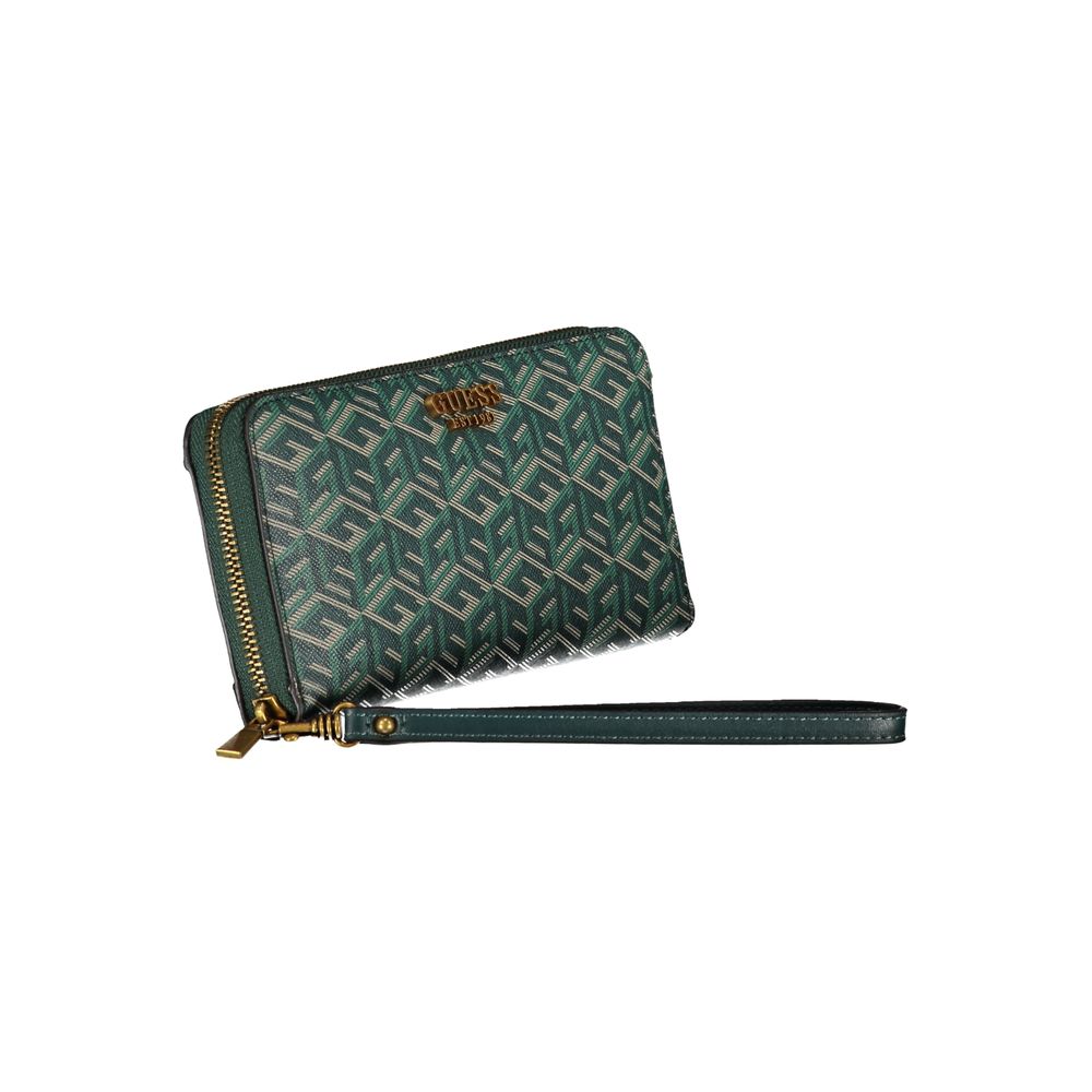 Guess Jeans Elegant Green Designer Wallet with Contrast Details Guess Jeans