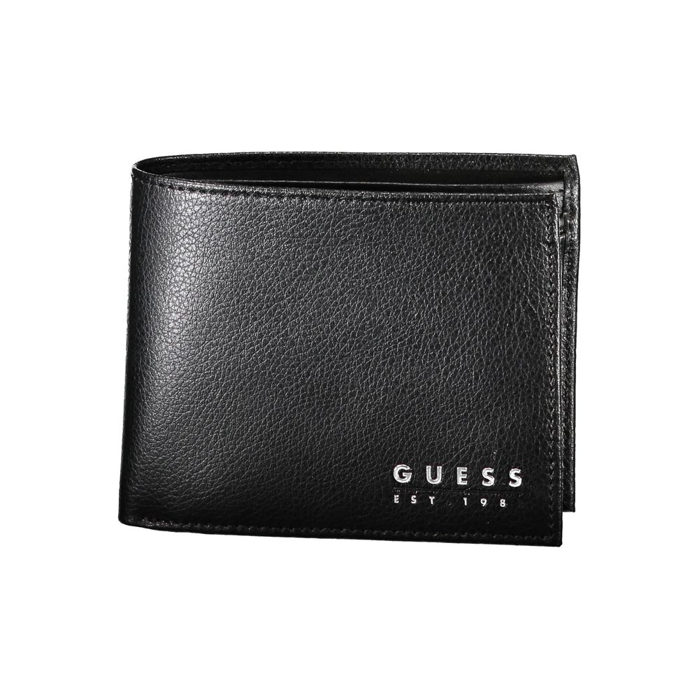 Guess Jeans Chic Black Leather Dual-Compartment Wallet Guess Jeans