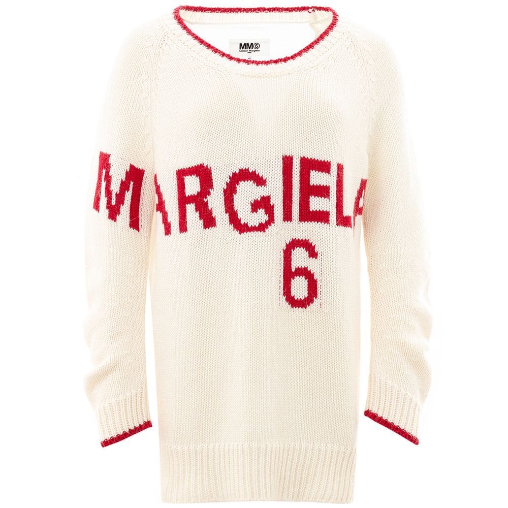 MM6 Maison Margiela Elegant White Cotton Sweater for Women MM6 Maison Margiela