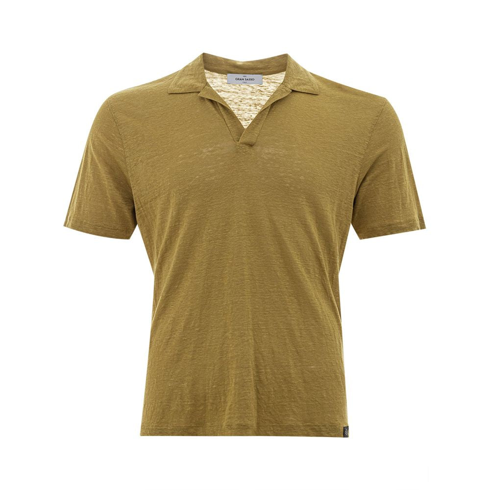 Gran Sasso Green Linen Polo Shirt Gran Sasso