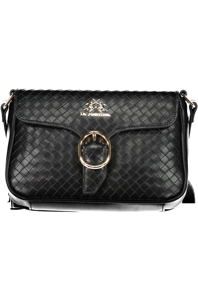 La Martina Chic Black Shoulder Bag with Contrasting Details La Martina