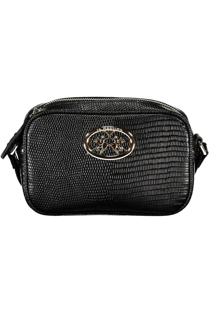 La Martina Sleek Black Shoulder Bag with Contrasting Details La Martina