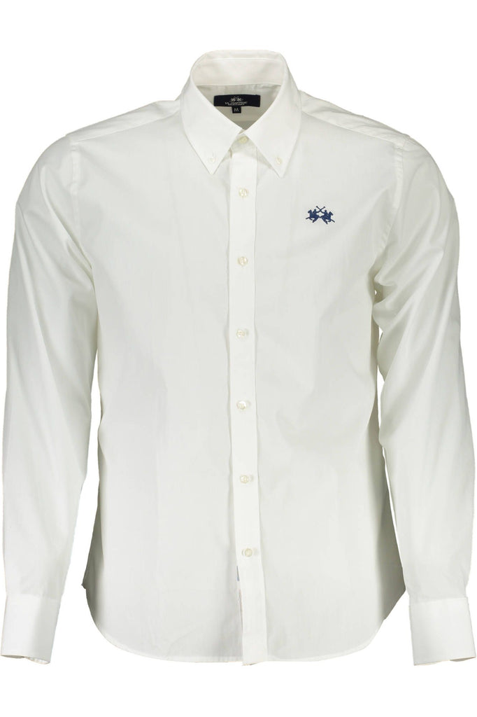 La Martina Elegant White Cotton Long Sleeve Shirt La Martina
