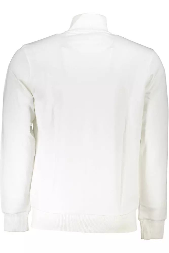 La Martina Elegant White Zippered Cotton-Blend Sweatshirt La Martina