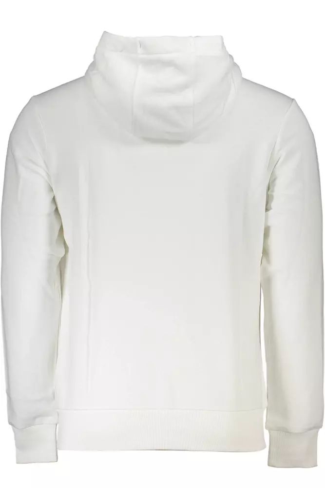 La Martina Elegant White Hooded Sweatshirt with Embroidery La Martina
