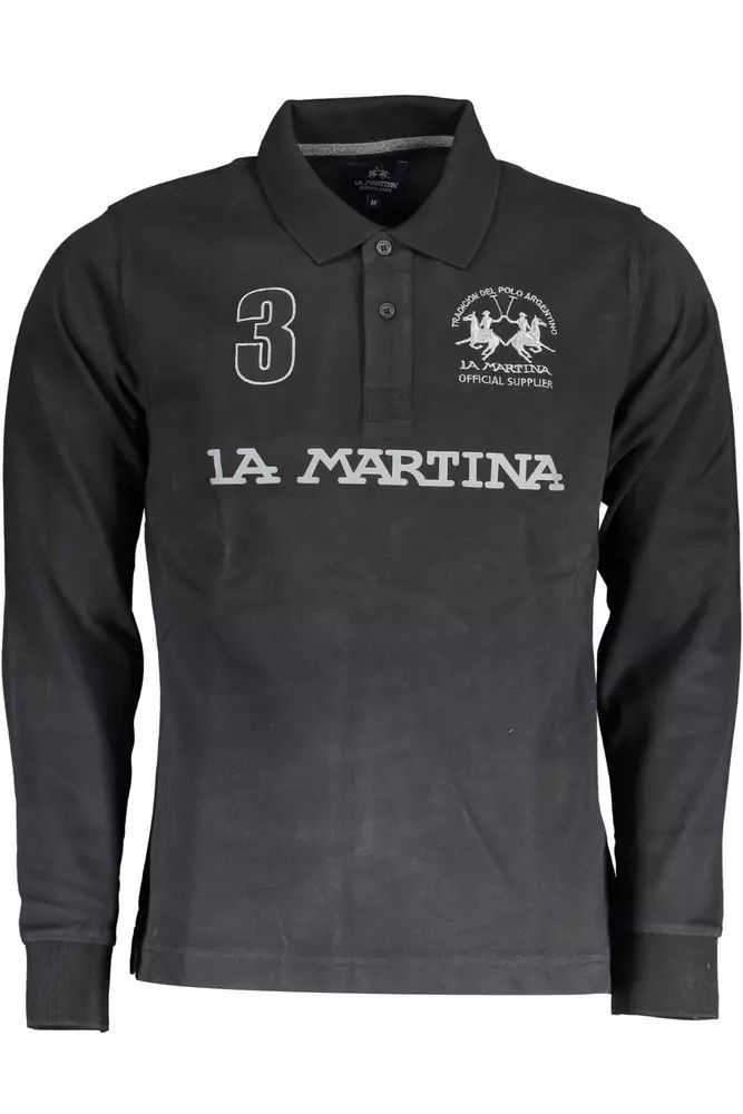 La Martina Black Cotton Polo Shirt La Martina