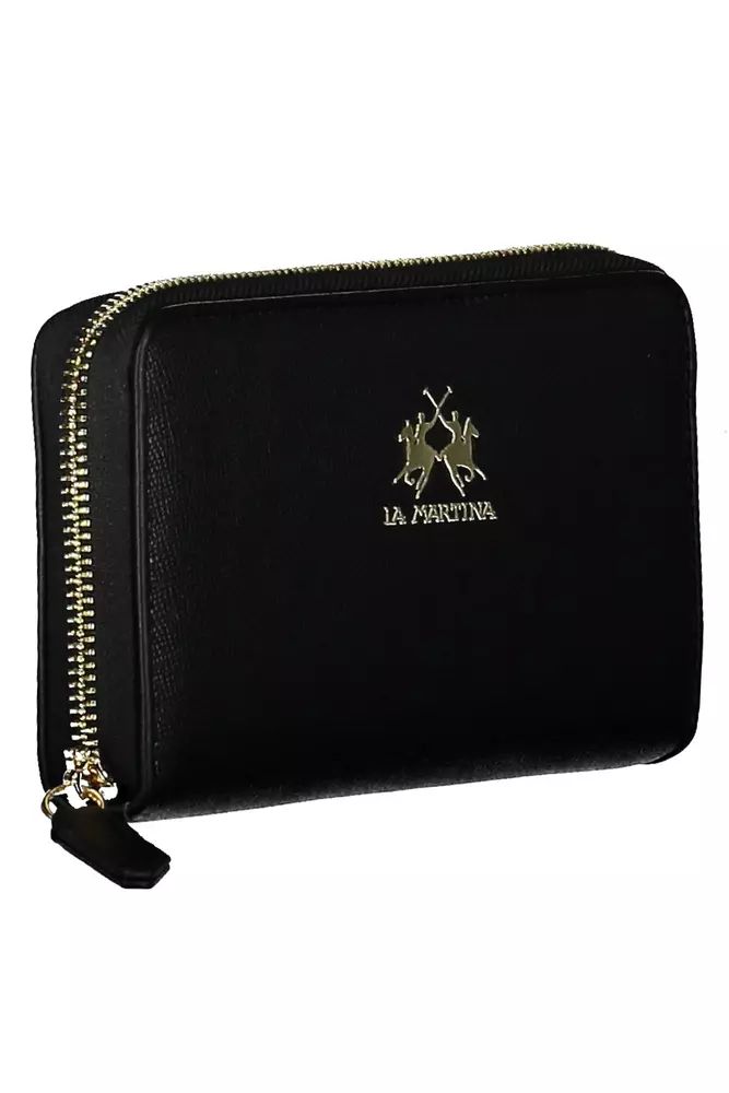 La Martina Elegant Black Wallet with Multiple Compartments La Martina