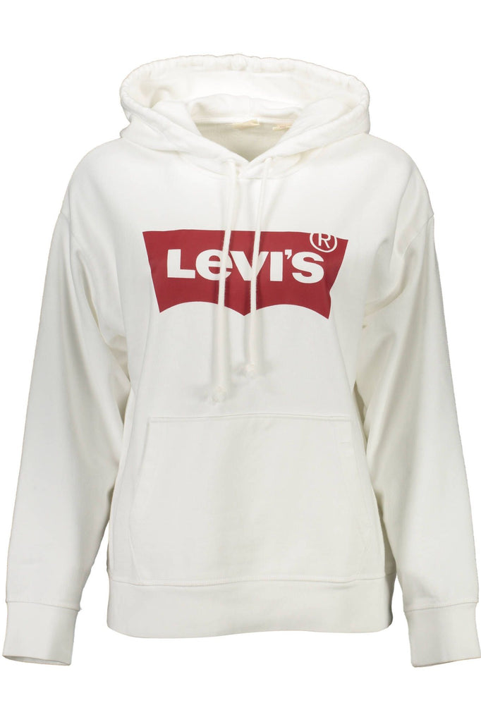 Levi's Chic White Cotton Hooded Sweatshirt With Logo Levi's