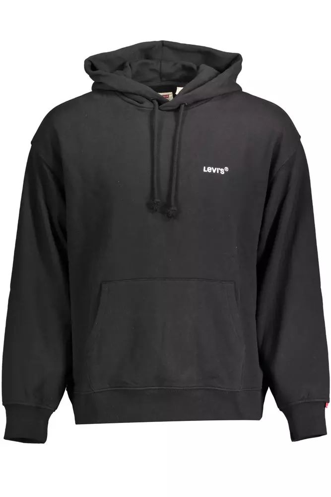 Levi's Sleek Black Cotton Hoodie with Embroidered Logo Levi's