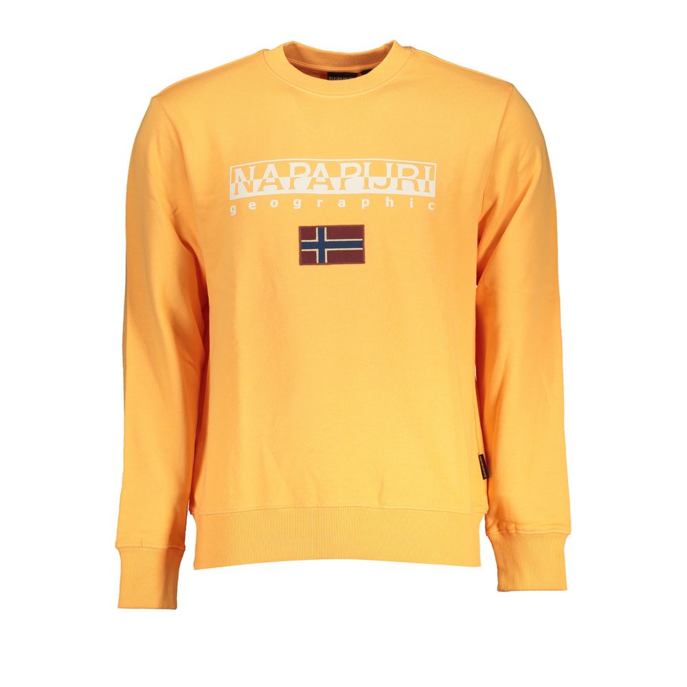 Napapijri Sleek Orange Crew Neck Embroidered Sweatshirt Napapijri
