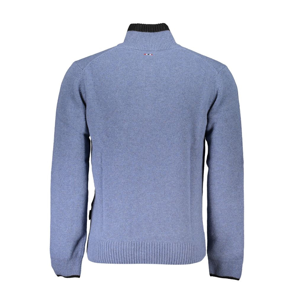 Napapijri Chic Blue Half-Zip Sweater with Contrast Details Napapijri