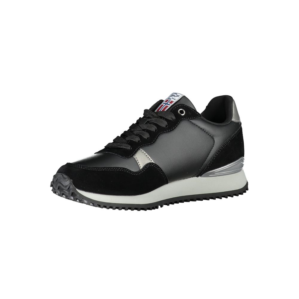Napapijri Chic Black Lace-Up Sneakers with Contrast Detail Napapijri